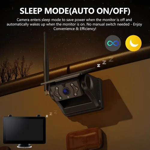 Miniatura 4 de Cámara magnética solar inalámbrica de respaldo para RV, 1080P 7 pulgadas pantalla táctil IPS Monitor y 2 cámaras de visión trasera de encendido