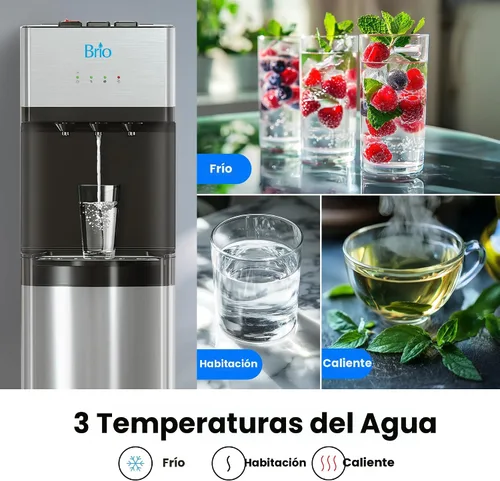 Miniatura 3 de Brio - Dispensador de agua con refrigerador, de carga inferior, con autolimpieza, edición limitada, 3 ajustes de temperatura, agua caliente, fría