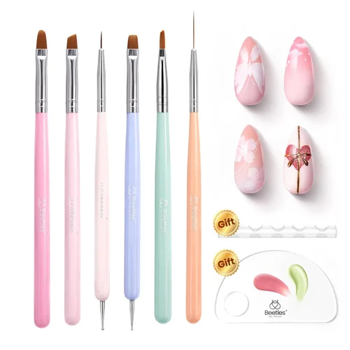 Miniatura 14 de Beetles Gel Polish Juego de 7 pinceles para arte de uñas, pinceles de diseño de uñas para esmalte de gel, manicura de salón de bricolaje