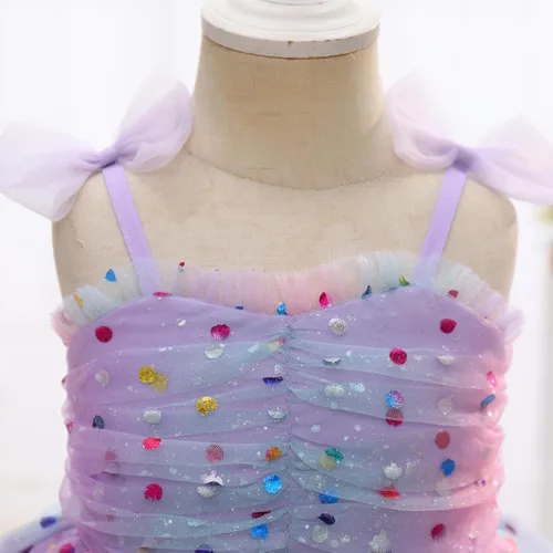 Miniatura 94 de IMEKIS Vestido de princesa de cumpleaños para niña pequeña, confeti brillante, bohemio, arco iris, pastel, sesión de fotos, traje para 1-6T