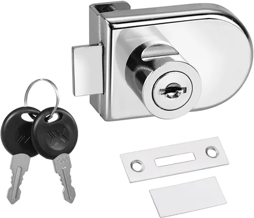 Miniatura 14 de Aleación de zinc sin taladro Cerradura de puerta de vidrio Cerradura de puerta doble Pantalla de gabinete 2 llaves para vidrio de 0.21-0.31