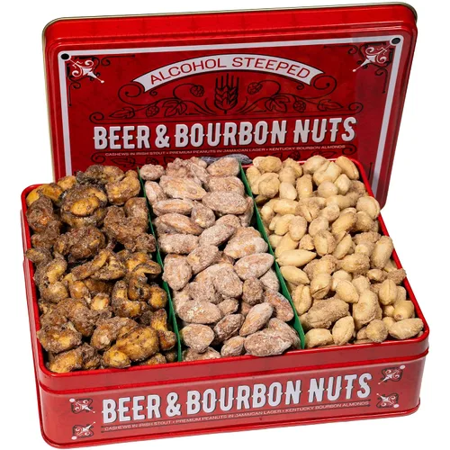 Cesta de regalo de nueces para hombres, anacardos, almendras, cacahuetes en caja de regalo única de lata, regalo de cumpleaños para hombres, cesta