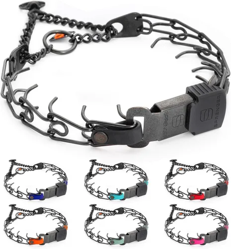Miniatura 8 de Collar para Perro Herm Sprenger de Acero Inoxidable Negro con Hebilla de Liberación Rápida ClicLock y Inserción de Biothane Collar de Entrenamiento