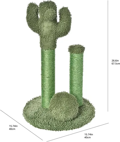 Miniatura 5 de Amazon Basics Rascador para gatos - Postes triples de cactus para interior, poste para rascar para gatos y gatitos con bola colgante, grande
