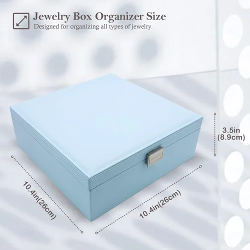 Miniatura 2 de ProCase - Joyero grande de cuero con dos niveles para organizar aretes pulseras anillos relojes para mujeres niñas regalo ideal para novia o esposa