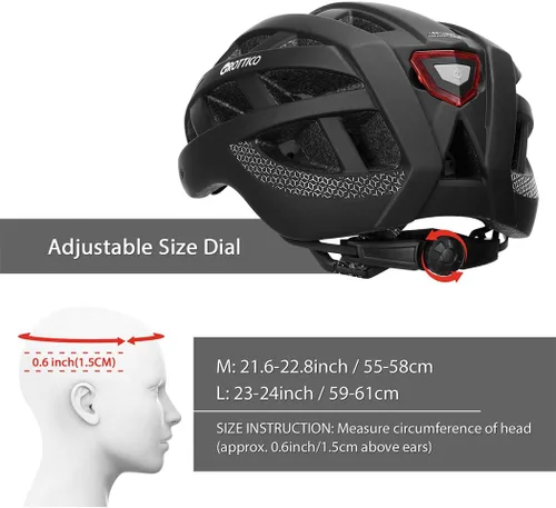 Miniatura 6 de Casco de bicicleta para adultos, hombres y mujeres, con luz - Casco de bicicleta de montaña y carretera con almohadillas de repuesto y visera Negro