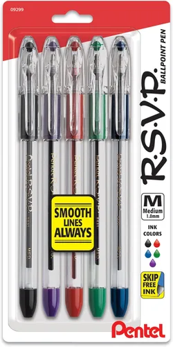 Miniatura 2 de Pentel R.S.V.P. Bolígrafo de punta de bola, línea media, tinta violeta, paquete de 5 (BK91BP5V)