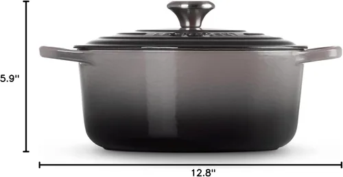 Miniatura 9 de Le Creuset Horno holandés redondo de hierro fundido esmaltado, 5.5 cuartos de galón, Ostión Ostra