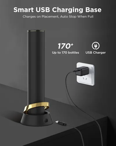 Miniatura 6 de Newise Abridor de Vino Eléctrico Recargable con Base de Carga y Cortador de Papel de Aluminio, Sacacorchos Automático para 60 Botellas, Regalo