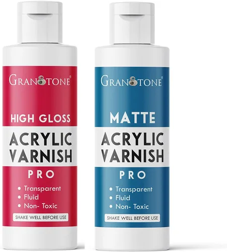 Miniatura 10 de GRANOTONE Barniz de acabado acrílico de alto brillo transparente de 100 ml, no amarillea, no tóxico, anticraquelado de 3.38 fl oz para artistas