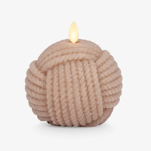 Luminara - Vela sin llama de esfera de cuentas de cristal de las fiestas con purpurina - Cordón taupe atemporal - Paquete de 1-4x4.25 - Temporizador
