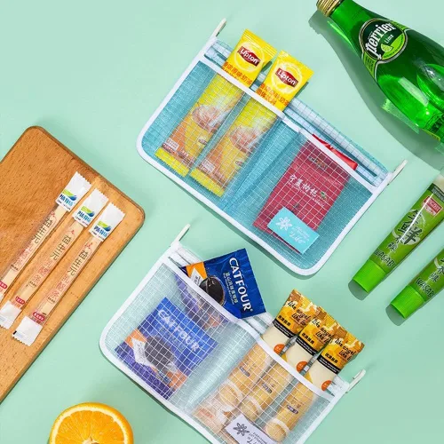 Juego de 2 organizadores de puerta de refrigerador, bolsa de malla colgante para nevera, bolsa de almacenamiento de cocina, bolsa de clasificación