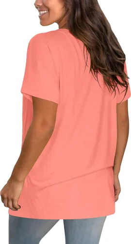Miniatura 14 de Geifa Camisetas de manga corta con cuello en V para mujer, camisetas casuales de verano con bolsillo