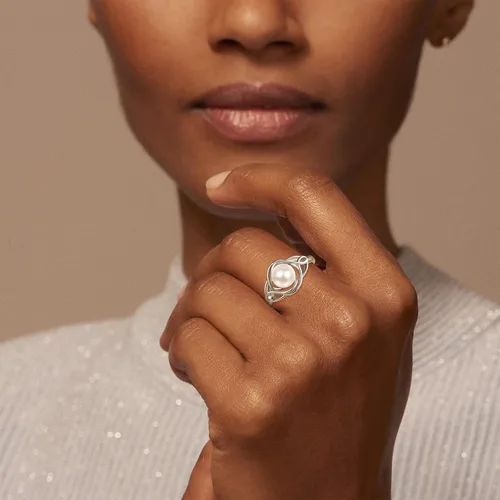 Miniatura 5 de AENEAS Anillo de perlas para mujer, plata de ley 925, anillos de perlas cultivadas de agua dulce natural real, ajustable, anillo de perlas abiertas