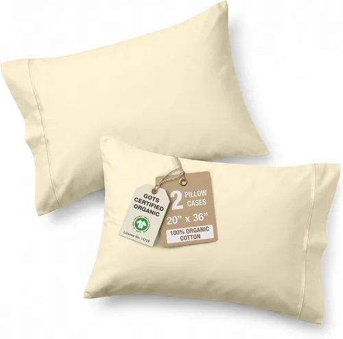 Miniatura 37 de Lane Linen - Juego de 2 fundas de almohada, 100% algodón orgánico puro, tamaño king, color amarillo claro/vainilla (20 x 36 pulgadas)