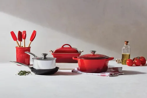 Miniatura 2 de Le Creuset Juego de utensilios de cocina de material mixto, 12pc., Cerise