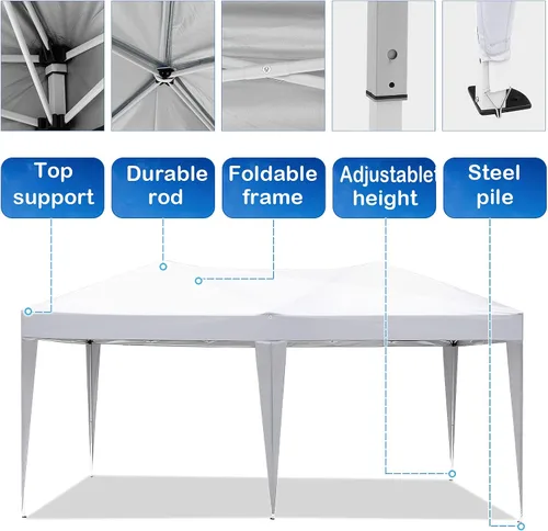 Miniatura 195 de COBIZI Tienda de campaña desplegable de 6.6 x 6.6 pies, toldo resistente, fácil de instalar, impermeable, para exteriores, fiestas, playa, jardín
