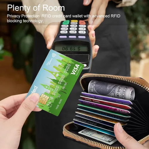 Miniatura 5 de Billetera pequeña para tarjetas de crédito RFID con purpurina linda para mujer