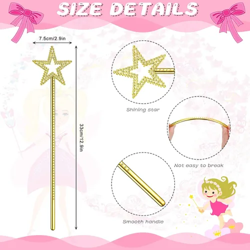 Miniatura 2 de Meanplan 36 varitas de hadas de 13 pulgadas, varitas de princesa con estrella mágica, palitos de bruja de ángel, accesorios de disfraz de hada