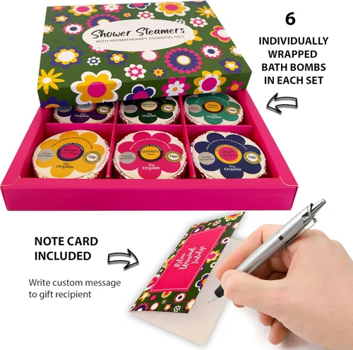 Miniatura 7 de Set de regalo de 24 bombas de ducha para mujer, juego de regalo de aromaterapia con aceites esenciales orgánicos, bombas de baño para ducha, regalos