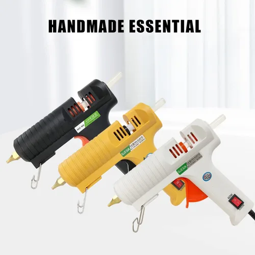 Miniatura 6 de Pistola de pegamento caliente, kit de pistola de pegamento de alta temperatura de tamaño completo con 12 barras de pegamento transparente, 60/100 W.