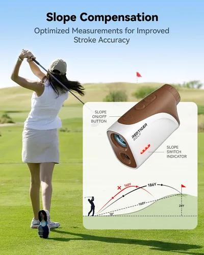 Miniatura 3 de REDTIGER Mini Golf Range Finder with 1200 Yards, IP65 Waterproof and Slope Switch, 7X Magnification, Magnetic & Rechargeable Golf Rangefinder, Flag
