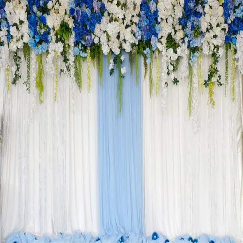 Miniatura 8 de AOFOTO Cortina de flores azules y blancas de 6 x 4 pies, telón de fondo de boda, romántico, cortinas de pared florales para novia, novio, damas
