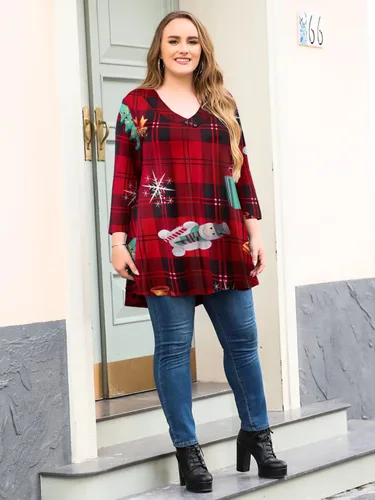 Miniatura 5 de Larace - Tops estilo túnica en tallas grandes para mujer con manga 34, cuello en V, Blusas básicas, Camisetas Blusas básicas