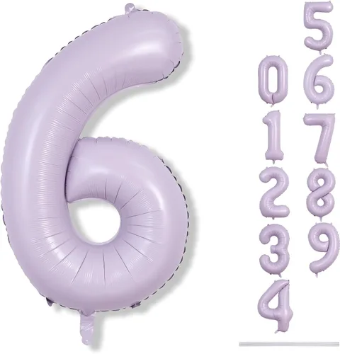 Miniatura 51 de Globos morado pastel de número 12, 40 pulgadas, globos gigantes de aluminio, de mylar, número 1 y 2, para niñas de 12 años, globos lilas