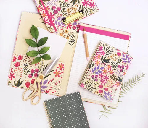 Miniatura 4 de Steel Mill & Co - Cuaderno pequeño en espiral floral rosa/morado, diario de 8.25 x 6.25 pulgadas con tapa dura duradera y 160 páginas forradas