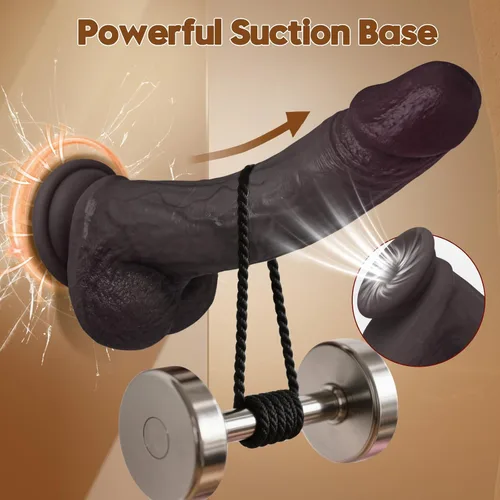 Miniatura 2 de Consolador realista – Consolador de silicona líquida de 6 pulgadas con fuerte ventosa, juguete sexual negro de doble densidad con textura venosa