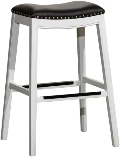 Miniatura 21 de DTY Indoor Living Durango - Taburete de cuero regenerado, taburete de mostrador de 24 pulgadas, acabado natural, asiento de cuero de silla Acabado