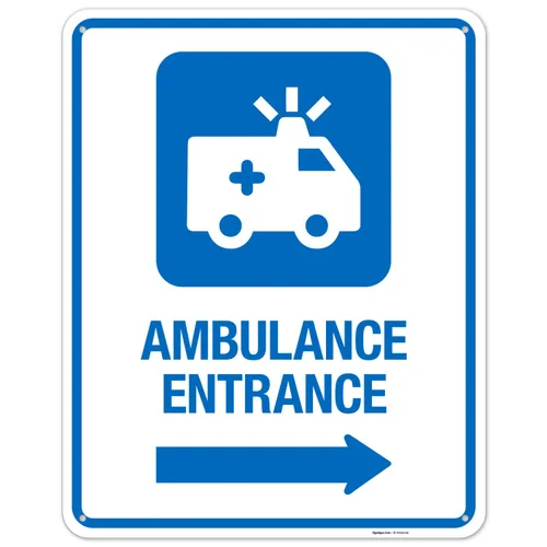 Miniatura 15 de Letrero de hospital de entrada de ambulancia con flecha derecha, 12 x 18 pulgadas, aluminio 063 libre de óxido, resistente a la decoloración