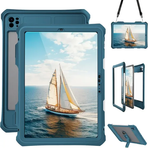 Miniatura 13 de Funda impermeable compatible con iPad Air de 11 pulgadas (M2)/5ª/4ª generación de 10.9 pulgadas, funda protectora de cuerpo completo con protector