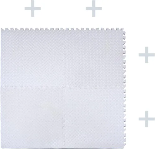 Miniatura 5 de Alfombrilla blanca de 6 x (24 pies cuadrados) para gimnasio, 24 x 24 pulgadas, espuma EVA, ejercicio entrelazado, rompecabezas de fitness, tapete