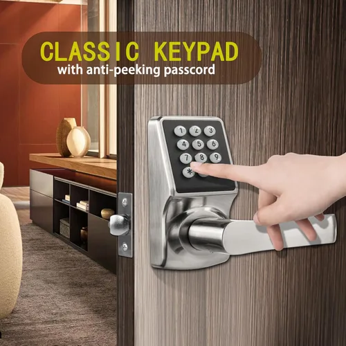Miniatura 5 de Cerradura de puerta de entrada sin llave con teclado, cerradura de puerta con teclado con asa, cerradura de puerta frontal inteligente