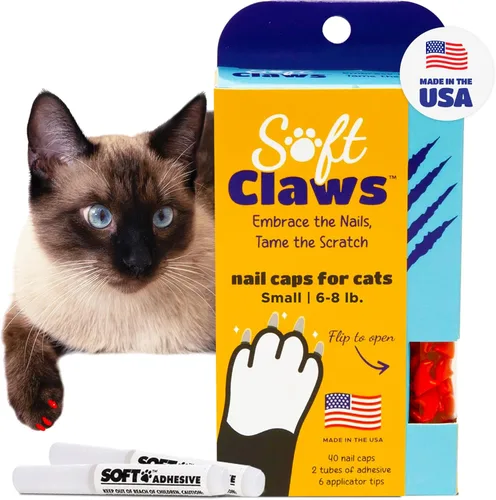 Miniatura 24 de Tapas de uñas Soft Claws para gatos pequeños – (40 tapas, negro) - Fabricado en EE. UU. - Desarrollado por veterinarios, no tóxico Protege muebles