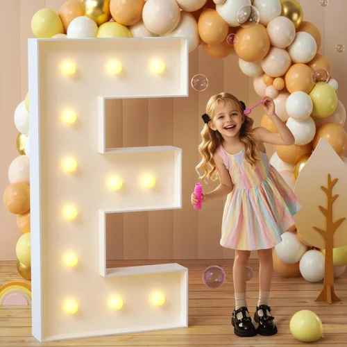 Miniatura 60 de imprsv Letras de marquesina iluminadas, letras de mosaico de 1.2 m con luz para decoración de baby shower, graduación, gran J para decoraciones