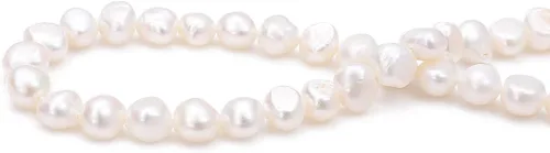 Miniatura 5 de Beadia - Cuentas de perlas naturales con orificio lateral de 7-8 mm, perlas cultivadas de agua dulce, blancas, piedras preciosas sueltas para hacer
