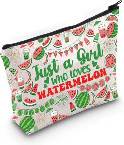 LEVLO Divertida bolsa de cosméticos de sandía, regalo para amantes de las frutas, solo una chica que ama sandía, bolsa de maquillaje con cremallera,