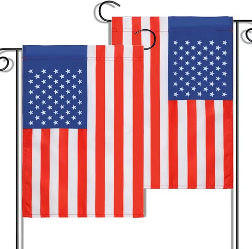 Paquete de 2 banderas de jardín de Freefy de 12 x 18 pulgadas, bandera patriótica de poliéster impresa de doble cara, decoración de jardín, bandera