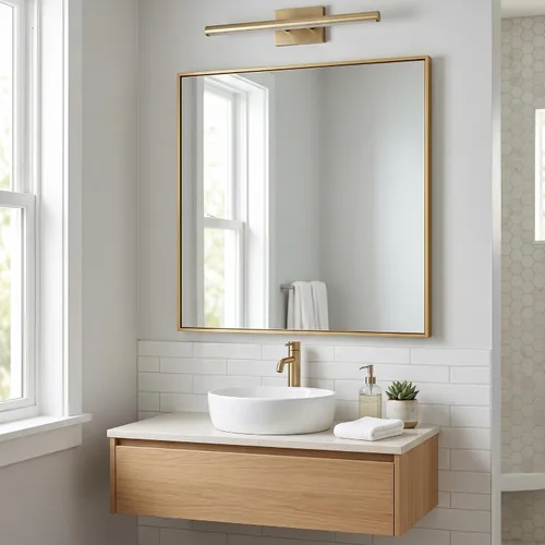 Miniatura 27 de BEAUTYPEAK Espejo de pared rectangular dorado de 24 x 36 pulgadas con marco de metal, se cuelga horizontal o vertical para sala de estar
