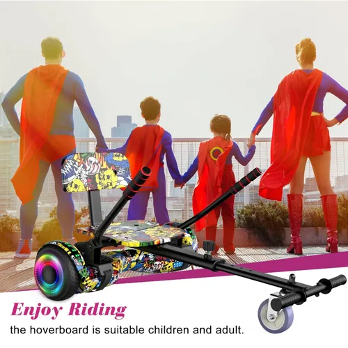 Miniatura 2 de FLYING-ANT Hoverboard de 6.5" de dos ruedas con asiento de autoequilibrio, scooter eléctrico con ruedas de luz LED Flash A02-Amarillo