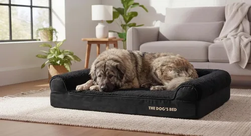 Miniatura 6 de The Dog's Bed - Cama Ortopédica para Perros con Reposacabezas XL Negra de Felpa, Espuma Viscoelástica, Alivio del Dolor para Artritis, Displasia