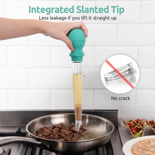 Miniatura 5 de U-Taste Jeringa de Pavo en Ángulo de 1.5 onzas - 228.2℉ Resistente al Calor Grado Alimentario Tritán y Silicona Juego de Jeringa con Bulbo Grande
