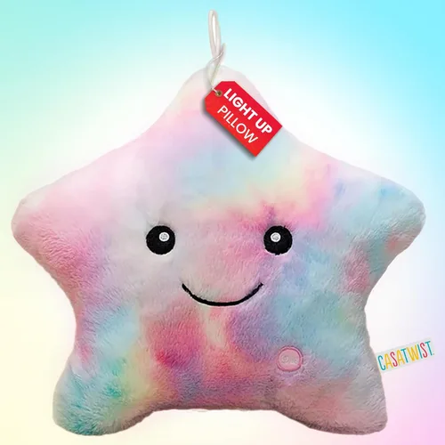 Almohada de felpa con luces parpadeantes de 15 pulgadas de alta calidad, juguetes sensoriales para niños con autismo, decoración de habitación de