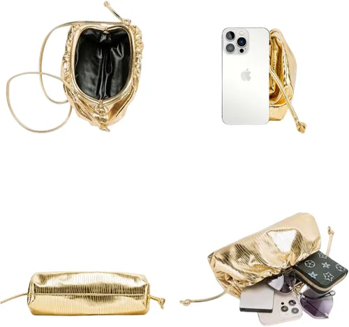 Miniatura 6 de NEWUEINCN Dumpling Bag for Women Sparkly Evening Clutch Purses Cloud Crossbody Bag Ruched Shoulder Bag with Detachable Chain