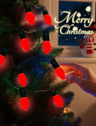 Miniatura 7 de C7 Bombillas LED de repuesto de luces de Navidad, paquete de 25 bombillas rojas de luz nocturna para luces de cadena de luces al aire libre