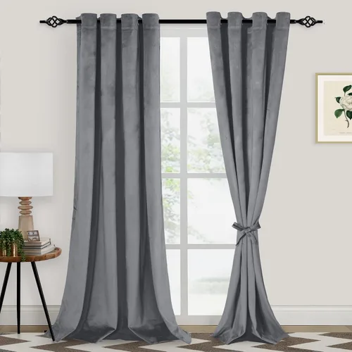 Miniatura 11 de XWZO Cortinas de terciopelo azul de 63 pulgadas de largo, elegantes cortinas de lujo suaves para sala de estar, aislamiento térmico, oscurecimiento