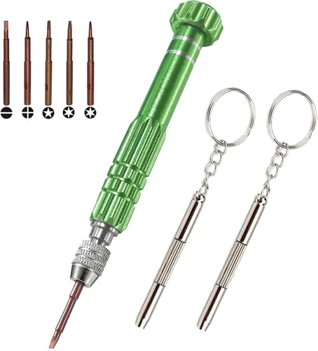 Esinam Destornillador pequeño multifuncional 8 en 1 para lentes, reparación de gafas, mini kit de destornillador para teléfono celular, gafas de